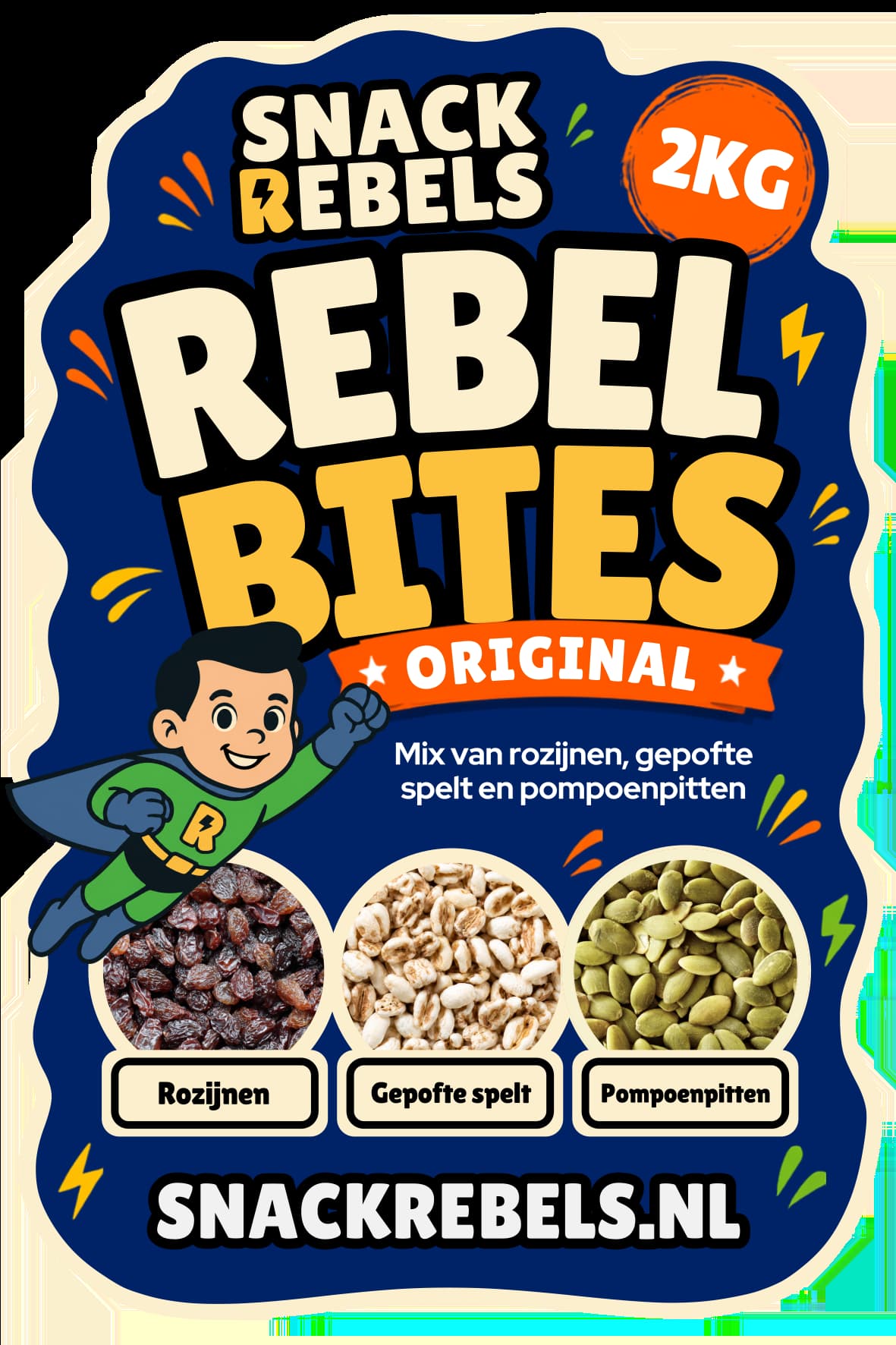 Rebel Bites etiket — voorkant